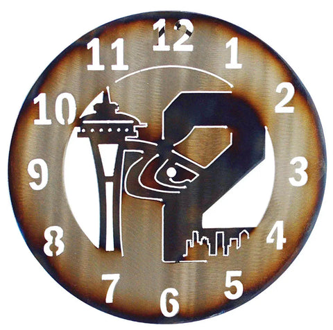 Industrial Seattle Skyline Wall Clock – Metal Cutout Design | Made in USA Decorative Timepiece Knights Home Decor  item