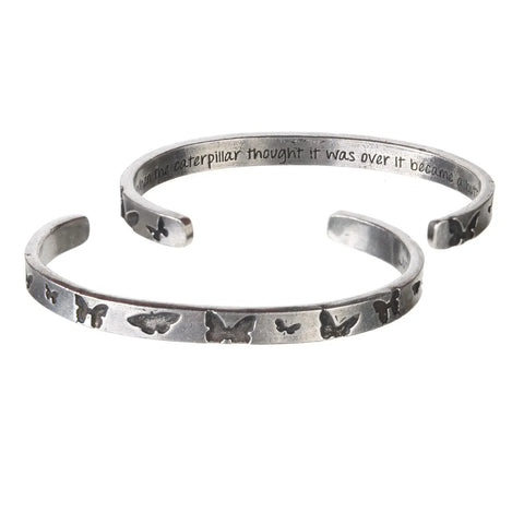 Inspirational Butterfly Quote Pewter Cuff Bracelet – Handcrafted Motivational Jewelry | Made in USA Whitney Howard Designs  Cuff Bracelets