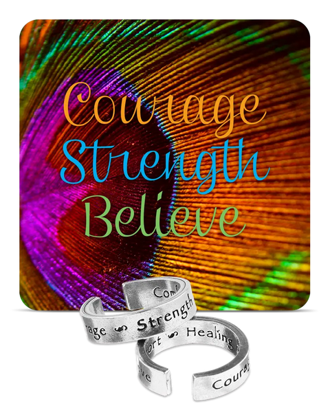 Inspirational Courage Strength Believe Dual Message Adjustable Ring – Handmade Blessing Jewelry | Made in USA Whitney Howard Designs  InspireRings