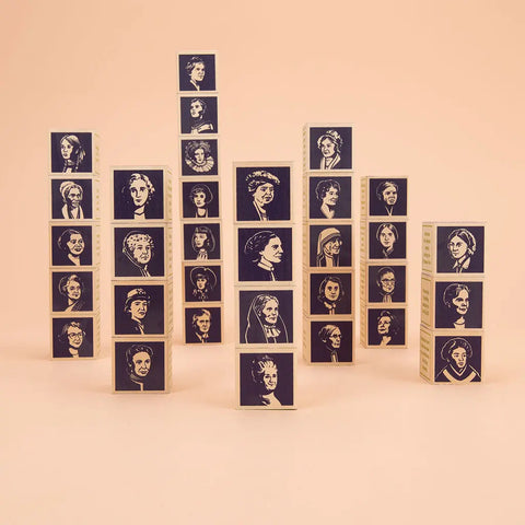 Inspirational Educational Wooden Blocks Featuring Women Who Dared - 32 Pieces, 1.75 Inches - Uncle Goose | Made in USA Uncle Goose  Eclectic