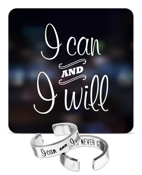 Inspirational Hand-Engraved I Can and I Will Motivation Ring – Adjustable Silver Band | Made in USA Whitney Howard Designs  InspireRings