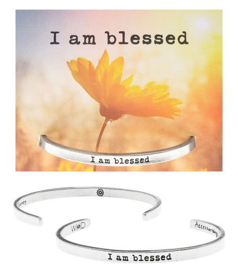 Inspirational I Am Blessed Open Cuff Bracelet – Recycled Pewter Jewelry | Handcrafted Made in USA Whitney Howard Designs Whitney Howard Designs  Cuff Bracelets
