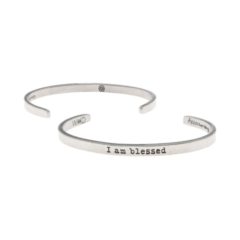 Inspirational I Am Blessed Open Cuff Bracelet – Recycled Pewter Jewelry | Handcrafted Made in USA Whitney Howard Designs Whitney Howard Designs  Cuff Bracelets