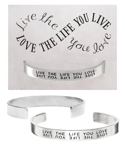 Inspirational Live the Life You Love Pewter Cuff Bracelet – Handcrafted Quotable Jewelry | Made in USA Whitney Howard Designs  Cuff Bracelets