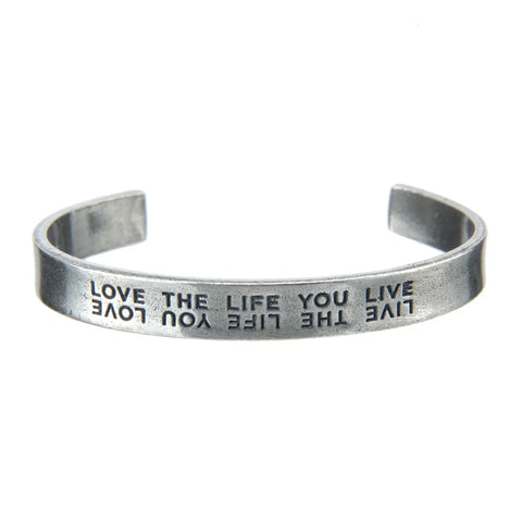 Inspirational Live the Life You Love Pewter Cuff Bracelet – Handcrafted Quotable Jewelry | Made in USA Whitney Howard Designs  Cuff Bracelets
