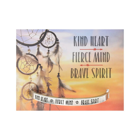 Inspirational Open Cuff Bracelet – Recycled Lead-Free Pewter Jewelry | Kind Heart Fierce Mind Brave Spirit | Made in USA Whitney Howard Designs  Cuff Bracelets