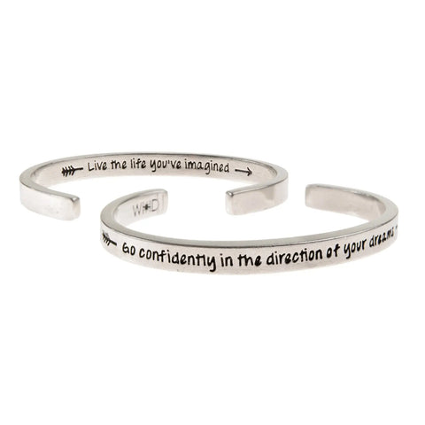 Inspirational Pewter Cuff Bracelet – Handcrafted Quote Jewelry | Go Confidently in Your Dreams | Made in USA Whitney Howard Designs  Cuff Bracelets