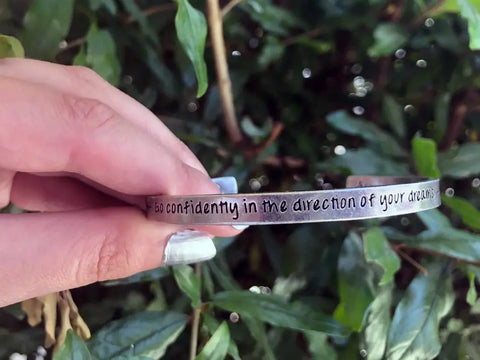 Inspirational Pewter Cuff Bracelet – Handcrafted Quote Jewelry | Go Confidently in Your Dreams | Made in USA Whitney Howard Designs  Cuff Bracelets