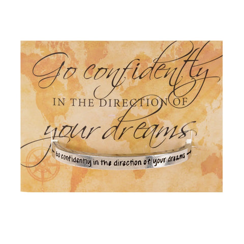 Inspirational Pewter Cuff Bracelet – Handcrafted Quote Jewelry | Go Confidently in Your Dreams | Made in USA Whitney Howard Designs  Cuff Bracelets