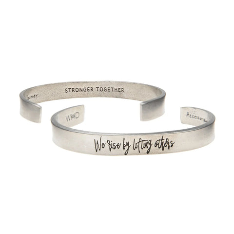 Inspirational Pewter Quotable Cuff Bracelet – “We Rise by Lifting Others” Engraved Wristband | Made in USA Whitney Howard Designs  Cuff Bracelets