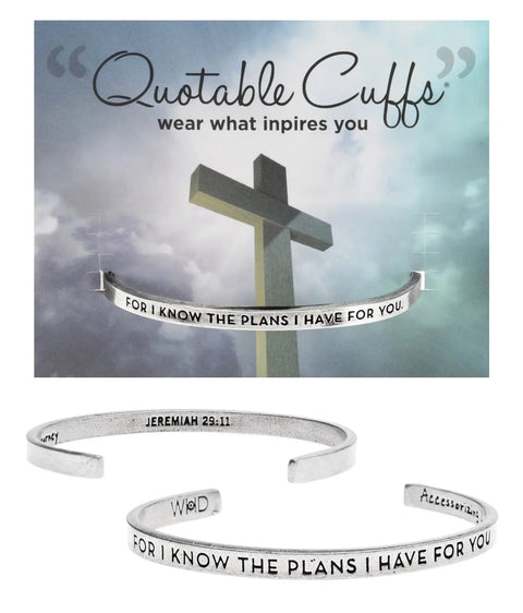 Inspirational Psalm Jeremiah 29:11 Cuff Bracelet – Handcrafted Recycled Pewter Bracelet | Made in USA Whitney Howard Designs  Cuff Bracelets