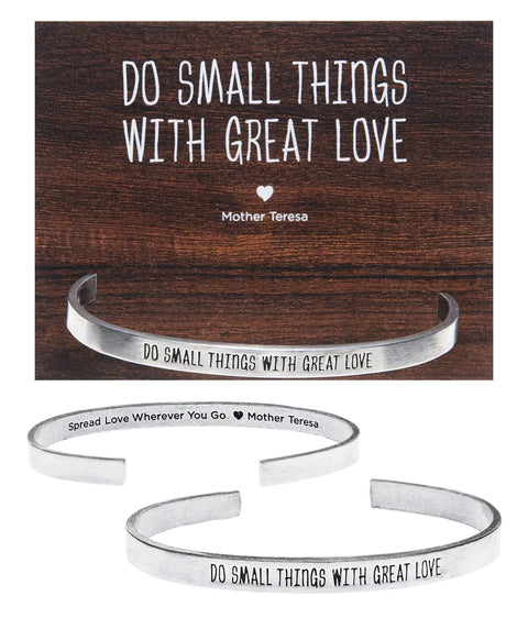 Inspirational Quotable Cuff Bracelet – Do Small Things With Great Love Pewter Band | Handcrafted in USA Whitney Howard Designs  Cuff Bracelets