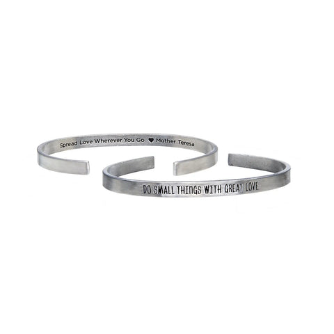 Inspirational Quotable Cuff Bracelet – Do Small Things With Great Love Pewter Band | Handcrafted in USA Whitney Howard Designs  Cuff Bracelets