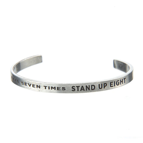 Inspirational Quotable Cuff Bracelet – Fall Seven Times Stand Up Eight – Recycled Pewter | Made in USA Whitney Howard Designs  Cuff Bracelets