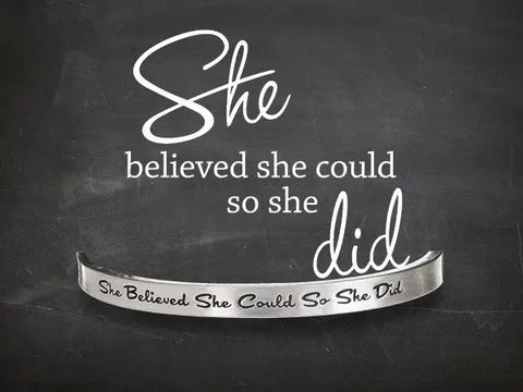 Inspirational She Believed She Could So She Did Brushed Pewter Cuff Bracelet – Handcrafted Jewelry | Made in USA Whitney Howard Designs  Cuff Bracelets
