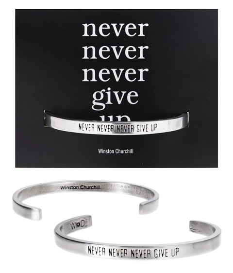 Inspirational Winston Churchill Quote Cuff Bracelet – Handcrafted Recycled Pewter | Made in USA Daily Motivational Jewelry Whitney Howard Designs  Cuff Bracelets