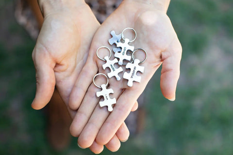 Inspirational "I Am" Puzzle Piece Charms – Daily Affirmation Keychains | Whitney Howard Designs Made in USA Whitney Howard Designs  "I AM"