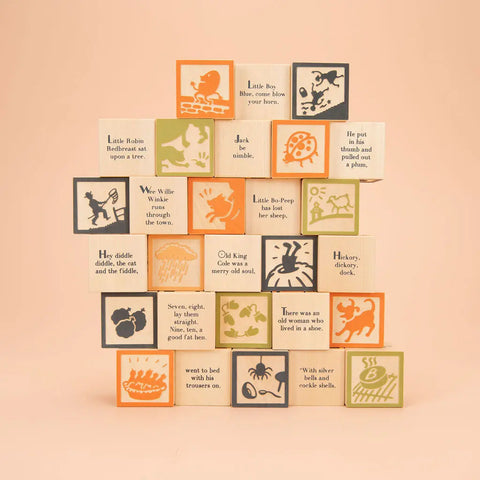 Interactive Educational Wooden Nursery Rhyme Blocks for Kids - 28-Piece Set, 1.75 Inch Cubes - Uncle Goose | Made in USA Uncle Goose  Sentiments