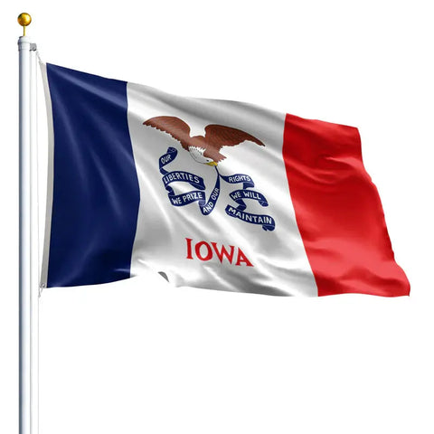 Iowa State Flag – UV-Resistant Outdoor Nylon with SolarGuard Dye | Made in USA Durable State Pride Flag Freedom Flag and Pole 