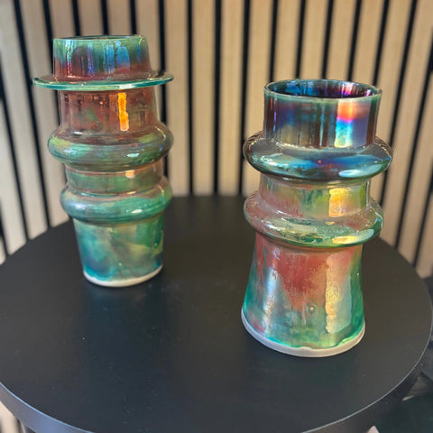 Iridescent Glory 5 | Iridescent Raku-Fired Porcelain Vase 8.25 Inch – Handmade Home Decor by Hillit Wahlberg | Made in USA All Muddy 