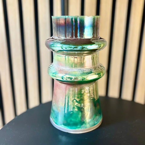 Iridescent Glory 5 | Iridescent Raku-Fired Porcelain Vase 8.25 Inch – Handmade Home Decor by Hillit Wahlberg | Made in USA All Muddy 