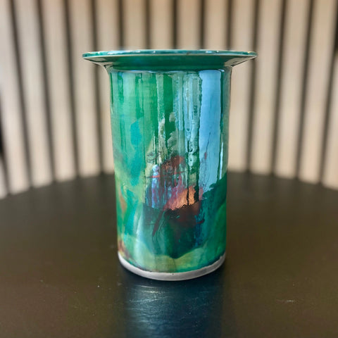 Iridescent Glory 6 | Handcrafted Iridescent Raku-Fired Porcelain Vase 6 Inch Height – Decorative Home Accent | Made in USA All Muddy 
