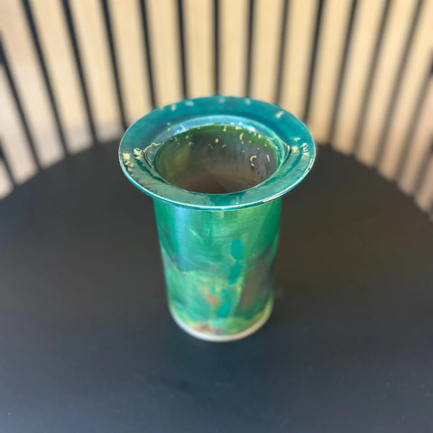 Iridescent Glory 6 | Handcrafted Iridescent Raku-Fired Porcelain Vase 6 Inch Height – Decorative Home Accent | Made in USA All Muddy 