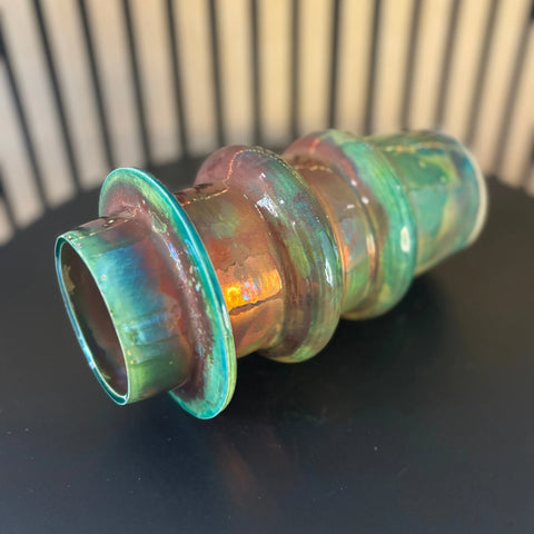 Iridescent Glory 7 | Iridescent Raku-Fired Porcelain Vase 9.5 Inch – Handmade Decorative Ceramic Vase | Made in USA All Muddy 
