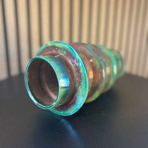Iridescent Glory 7 | Iridescent Raku-Fired Porcelain Vase 9.5 Inch – Handmade Decorative Ceramic Vase | Made in USA All Muddy 