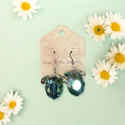 Iridescent Oval Crystal Earrings 1.5 Inch – Sterling Silver Hooks | Handcrafted Made in USA Statement Jewelry Michelle Marie Boutique  Earrings