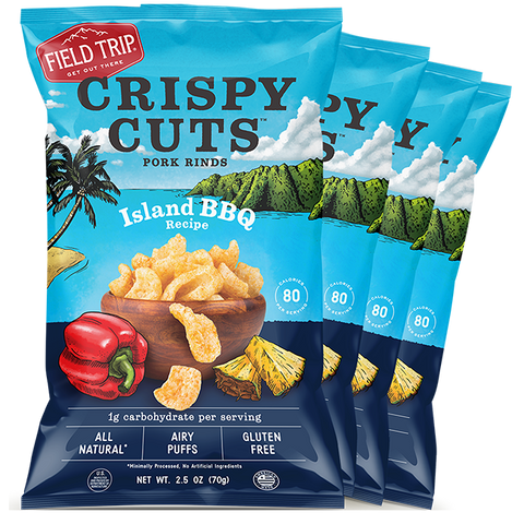 Field Trip Crispy Cuts Island BBQ Pork Rinds 2.5oz 4 Pack – All Natural Snack | Made in USA Field Trip 