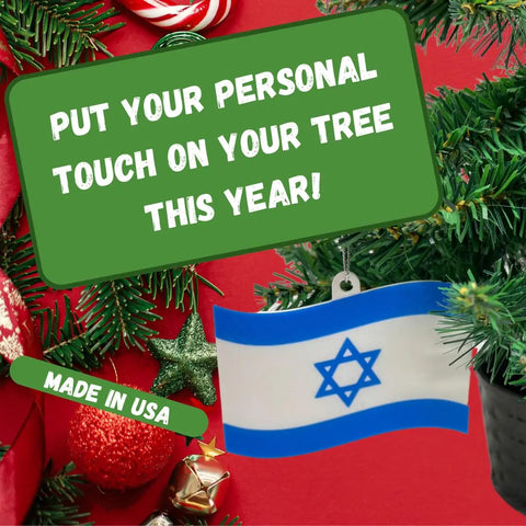 Decorate your tree with the Israeli Flag Christmas Ornament by Chatelet Manufacturing. Show your support for Israel and add a personal touch this year! Made in USA.
