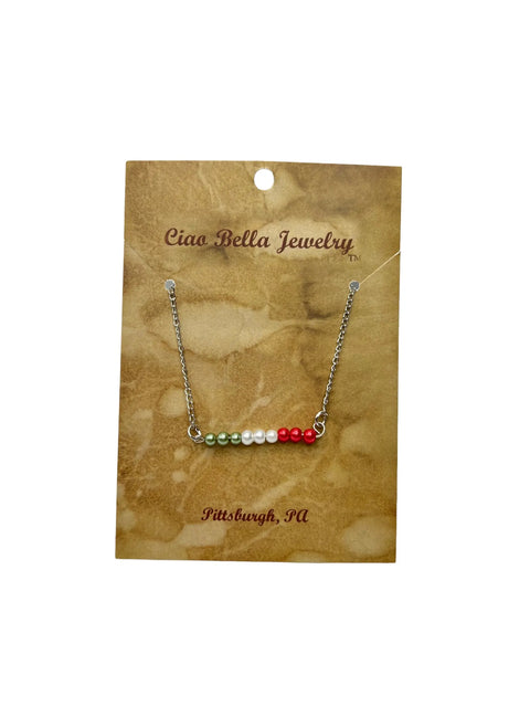 Italian Flag Pearl Necklace – Handmade Beaded Jewelry – Michelle Marie Boutique | Made in USA Michelle Marie Boutique  Pearls