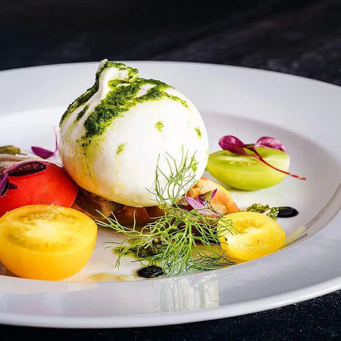 Savor Italian flavors with the Gustus Vitae Italian Seasoning Gift Set—six artisanal spice blends that elevate dishes like burrata with pesto, cherry tomatoes, herbs, and microgreens into a true celebration of Italian cuisine.