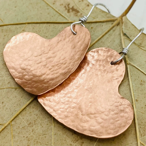 Janecka Hand Forged Copper Heart Earrings – Artisan Rustic Jewelry | Made in USA Janecka 