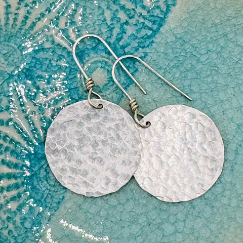 Janecka Hand Forged Sterling Silver 1 Inch Disk Earrings – Artisan Jewelry | Made in USA Janecka 
