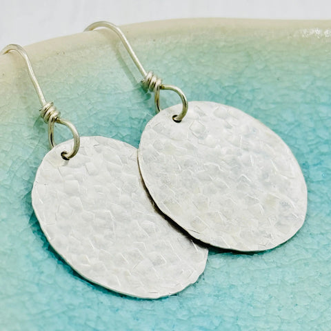 Janecka Hand Forged Sterling Silver 1 Inch Disk Earrings – Artisan Jewelry | Made in USA Janecka 