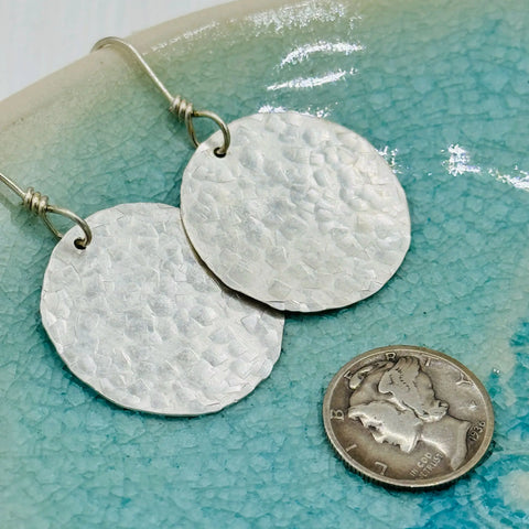 Janecka Hand Forged Sterling Silver 1 Inch Disk Earrings – Artisan Jewelry | Made in USA Janecka 