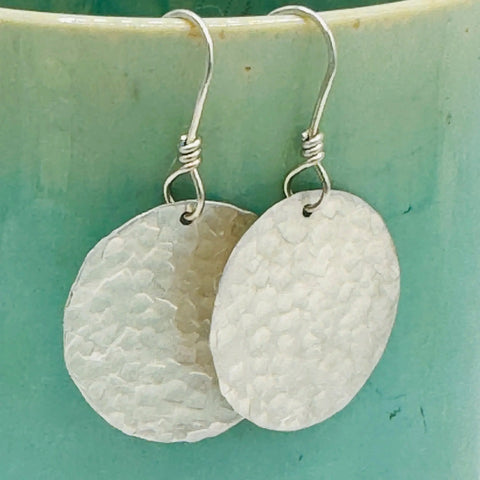 Janecka Hand Forged Sterling Silver 1 Inch Disk Earrings – Artisan Jewelry | Made in USA Janecka 