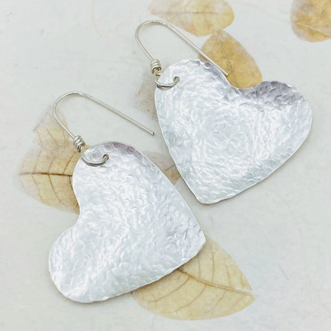 Janecka Hand Forged Sterling Silver Heart Earrings 1.5 Inch – Artisan Jewelry | Made in USA Janecka 