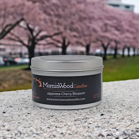Japanese Cherry Blossom Scented Soy Candle – 7oz Tin for Home Fragrance | Crafted by MorninWood Candles – Made in USA MorninWood Candles  Candles