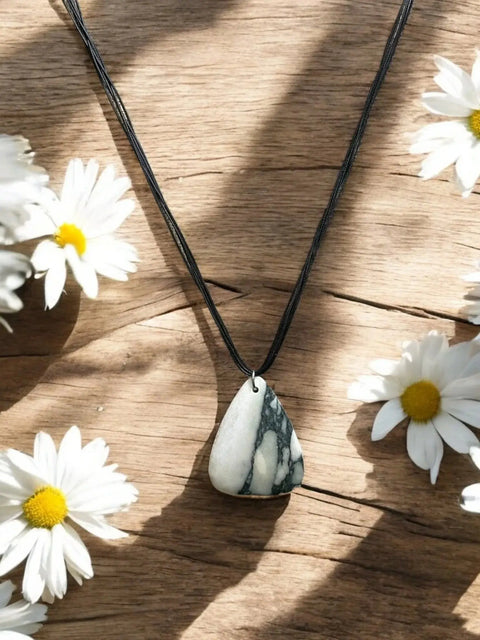 Jasper Triangle Necklace – Polished Grounding Stone Pendant | Made in USA Natural Jewelry Michelle Marie Boutique  Necklace