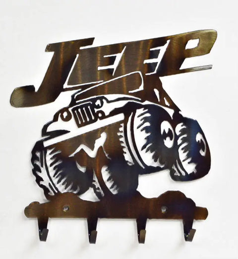 Jeep Metal Key Rack Wall Organizer – Handmade Durable Entryway Hook | Made in USA Knights Home Decor  item