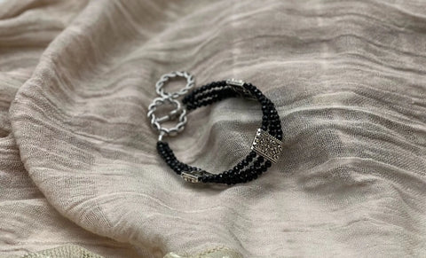 Jet Black Crystal Triple Strand Bracelet Michelle Marie Boutique  Bracelet