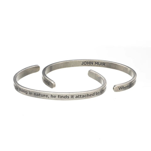 John Muir Inspirational Quotable Cuff Bracelet – Handcrafted Recycled Pewter Open Bangle | Made in USA Whitney Howard Designs  Cuff Bracelets