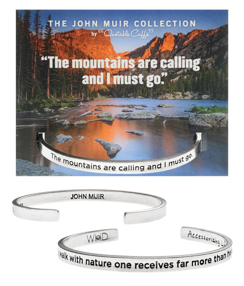 John Muir Inspirational Quote Cuff Bracelet – Recycled Pewter Open Bangle | Made in USA Jewelry Whitney Howard Designs  Cuff Bracelets