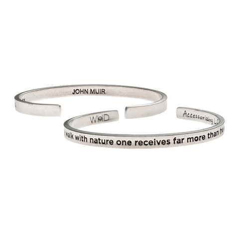 John Muir Nature Quote Engraved Cuff Bracelet – Recycled Pewter Open Bangle | Handcrafted in USA Whitney Howard Designs  Cuff Bracelets