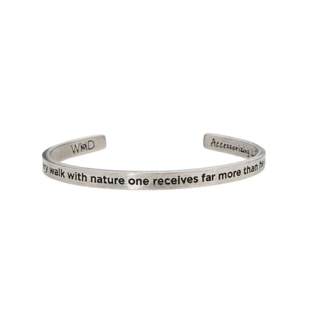 John Muir Nature Quote Engraved Cuff Bracelet – Recycled Pewter Open Bangle | Handcrafted in USA Whitney Howard Designs  Cuff Bracelets