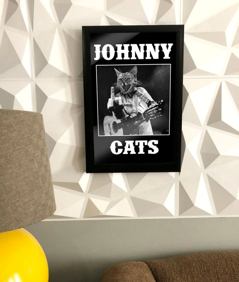 Johnny Cats Rock Music Poster – 11x17 Inch Cat Wall Art | Made in USA Skinny Pete's Gourmet Catnip  Art