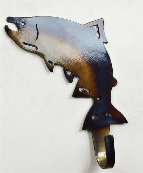 Jumping Salmon Wall Hook – Steel Coat and Towel Hanger | Made in USA Knights Home Decor  item
